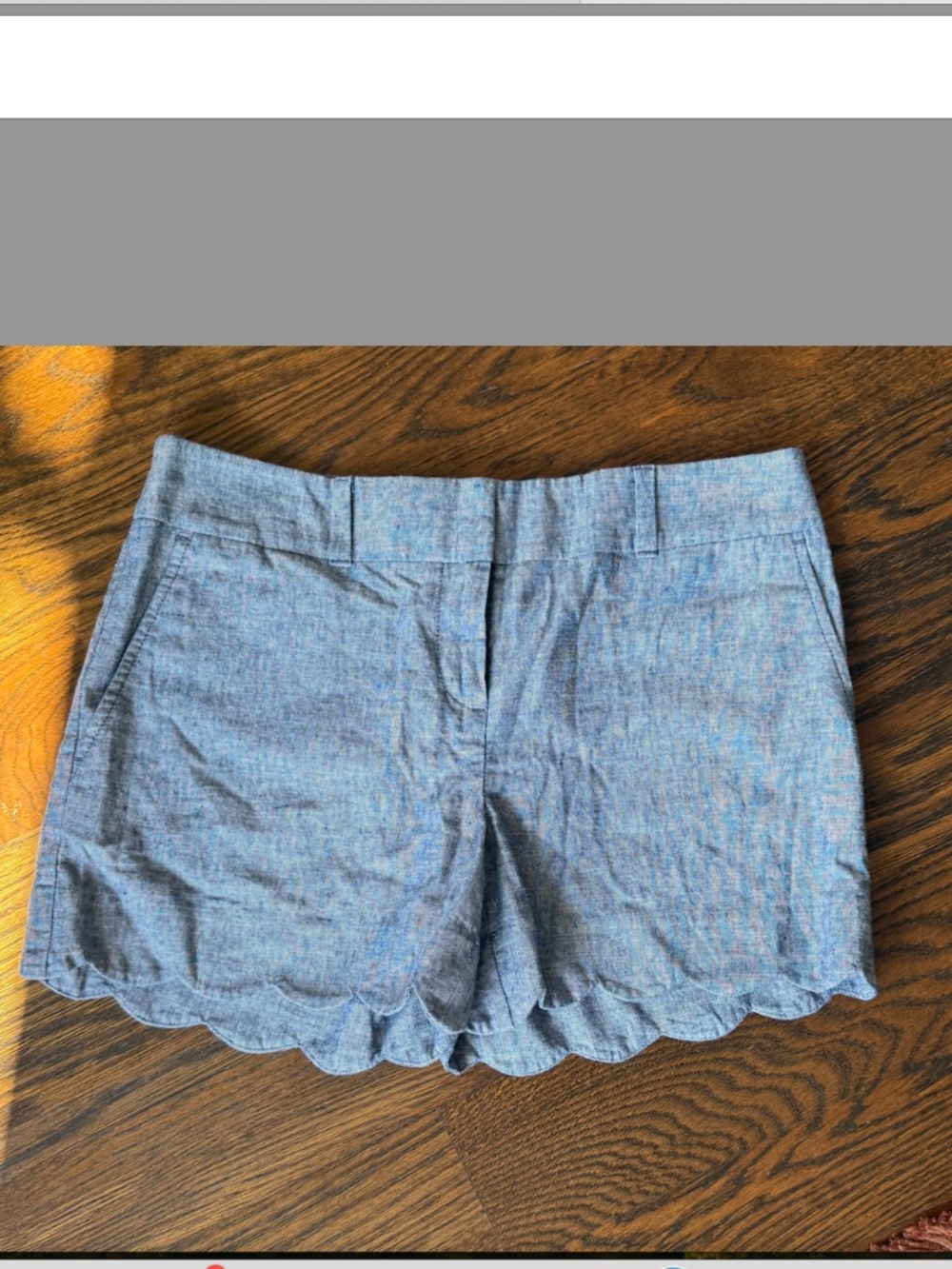 Loft Outlet ~ Blue Linen/cotton Scallop Hem 4 Short